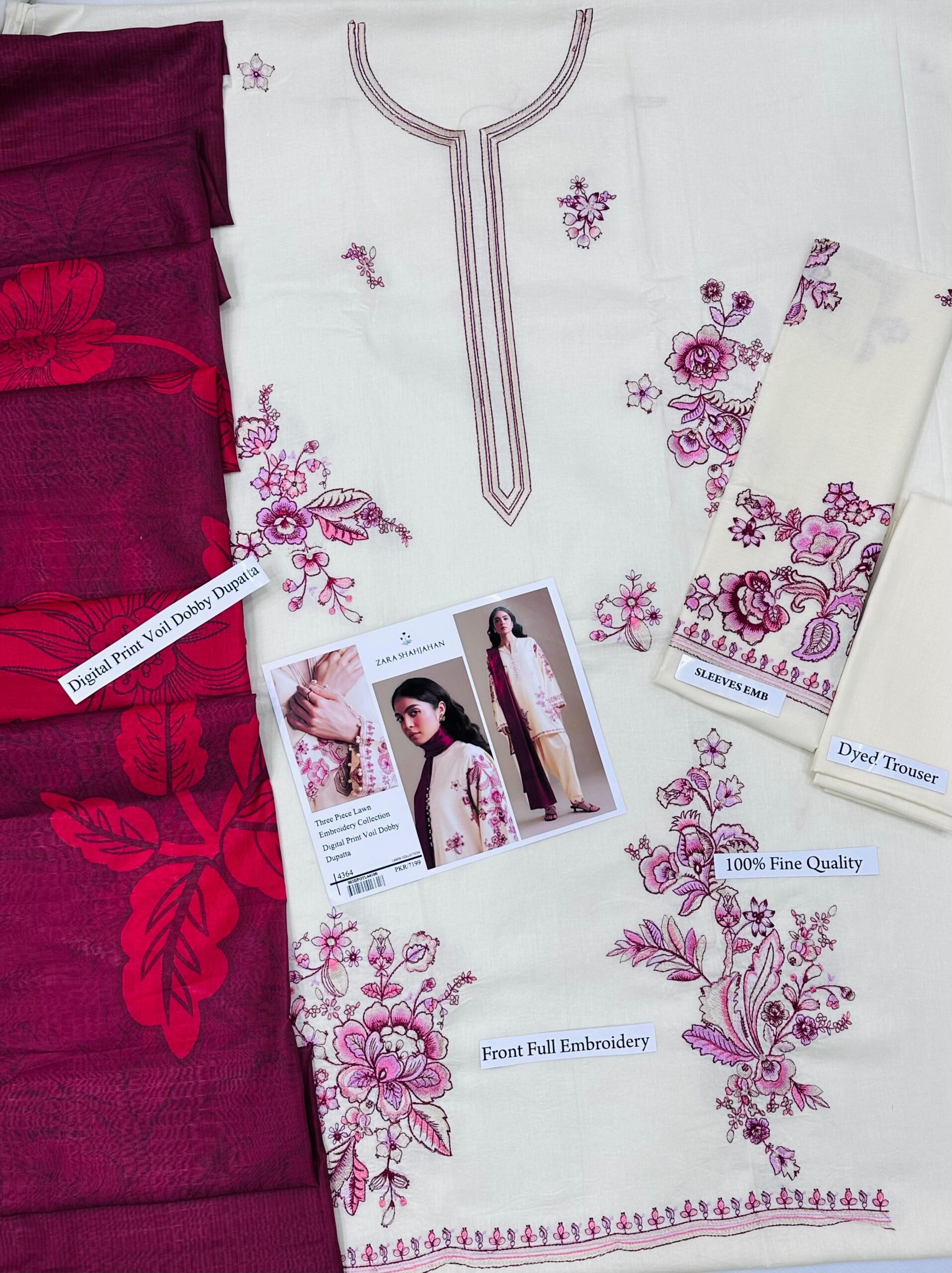 3 Piece Embroidered Lawn Suit