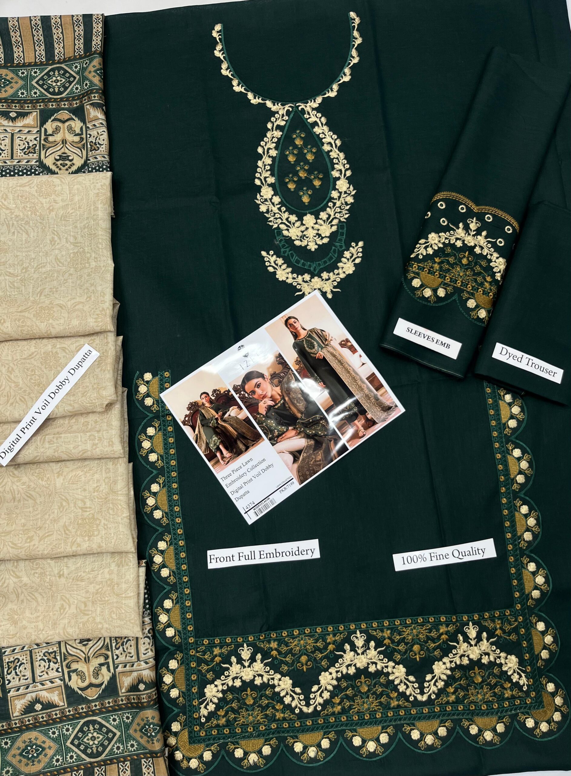 Unstitched 3 Piece Embroidered Lawn Suit