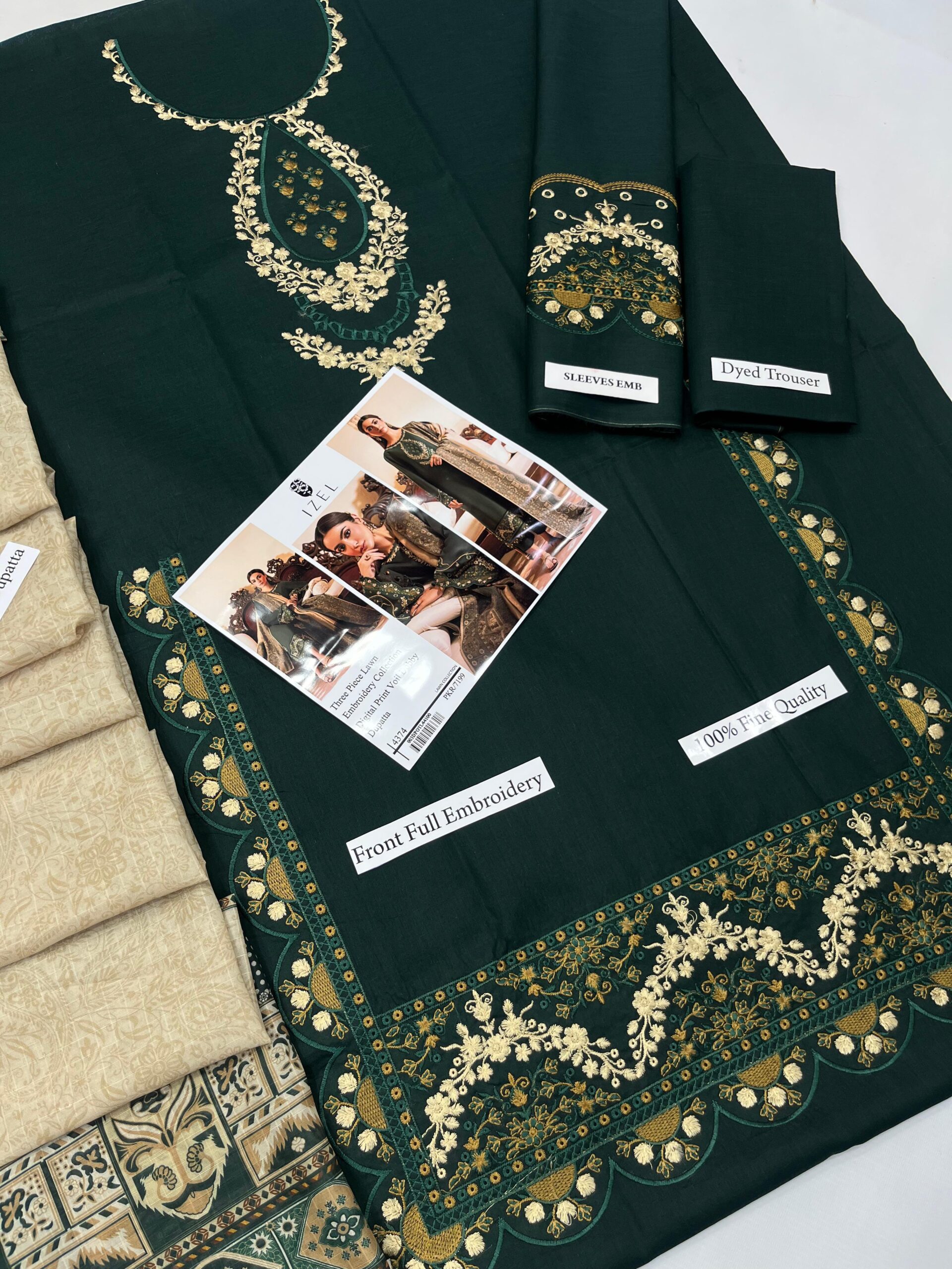 Unstitched 3 Piece Embroidered Lawn Suit