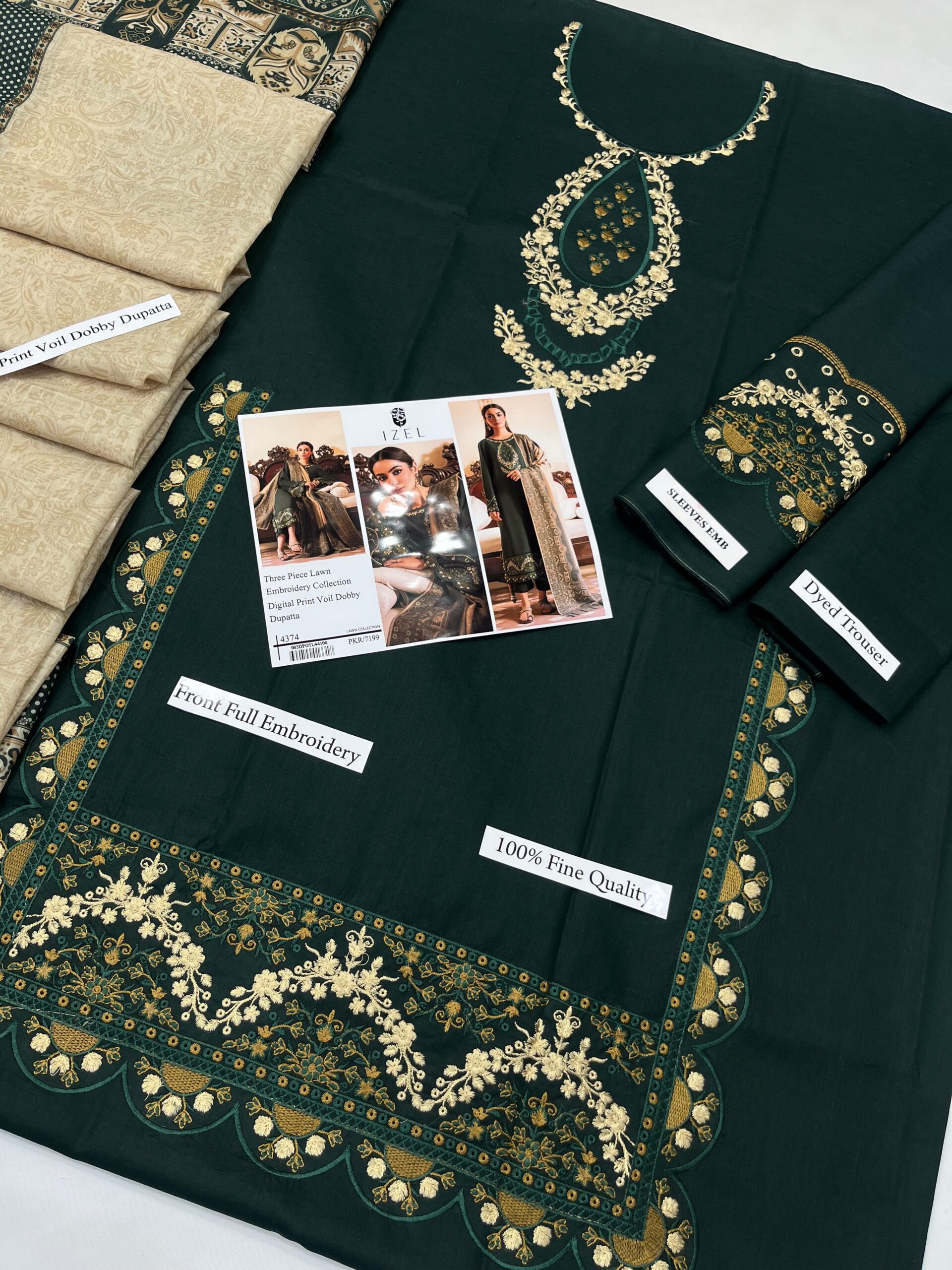 Unstitched 3 Piece Embroidered Lawn Suit