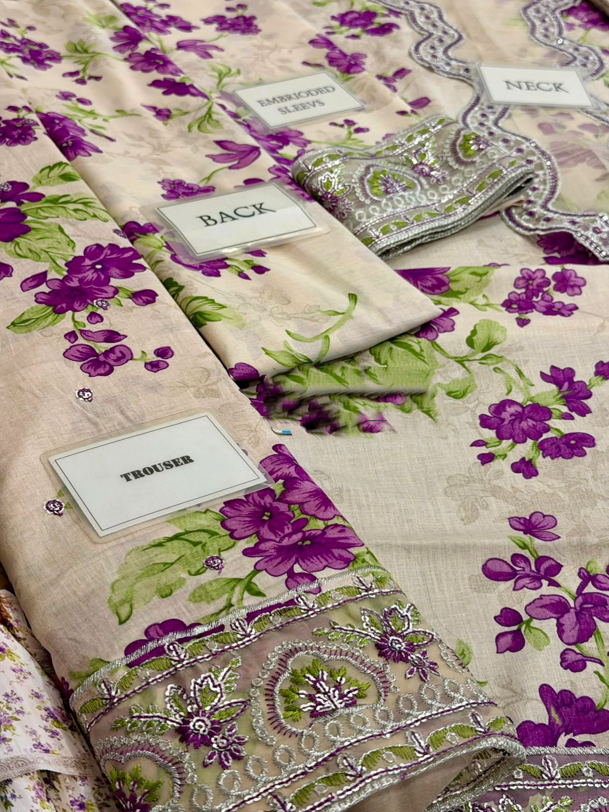 3PC Unstitched Embroidered Lawn Suit