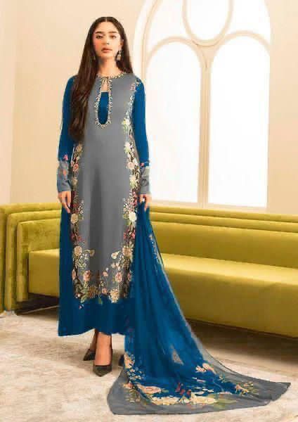Shamooz Silk 3PC Suit in blue