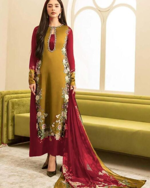 3 Piece Digital Printed Shamoz Silk Suit