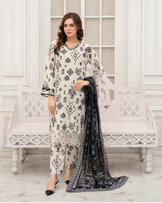 Unstitched Printed Lawn 3-piece Suit