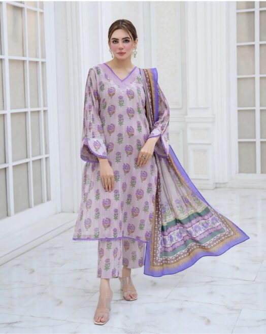 Unstitched 3pc printed lawn suit - Sitara Studio