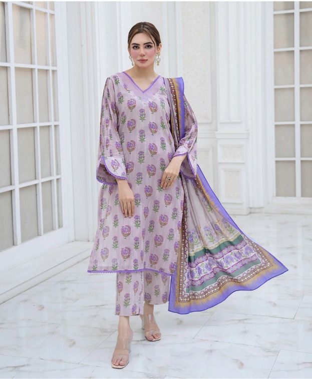 Unstitched 3pc printed lawn suit - Sitara Studio