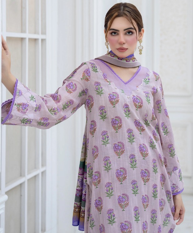 Unstitched 3pc printed lawn suit - Sitara Studio