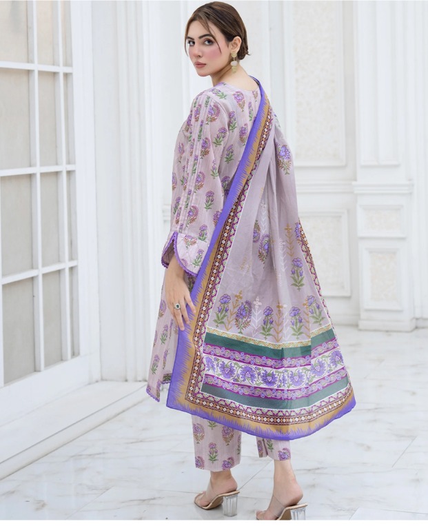 Unstitched 3pc printed lawn suit - Sitara Studio