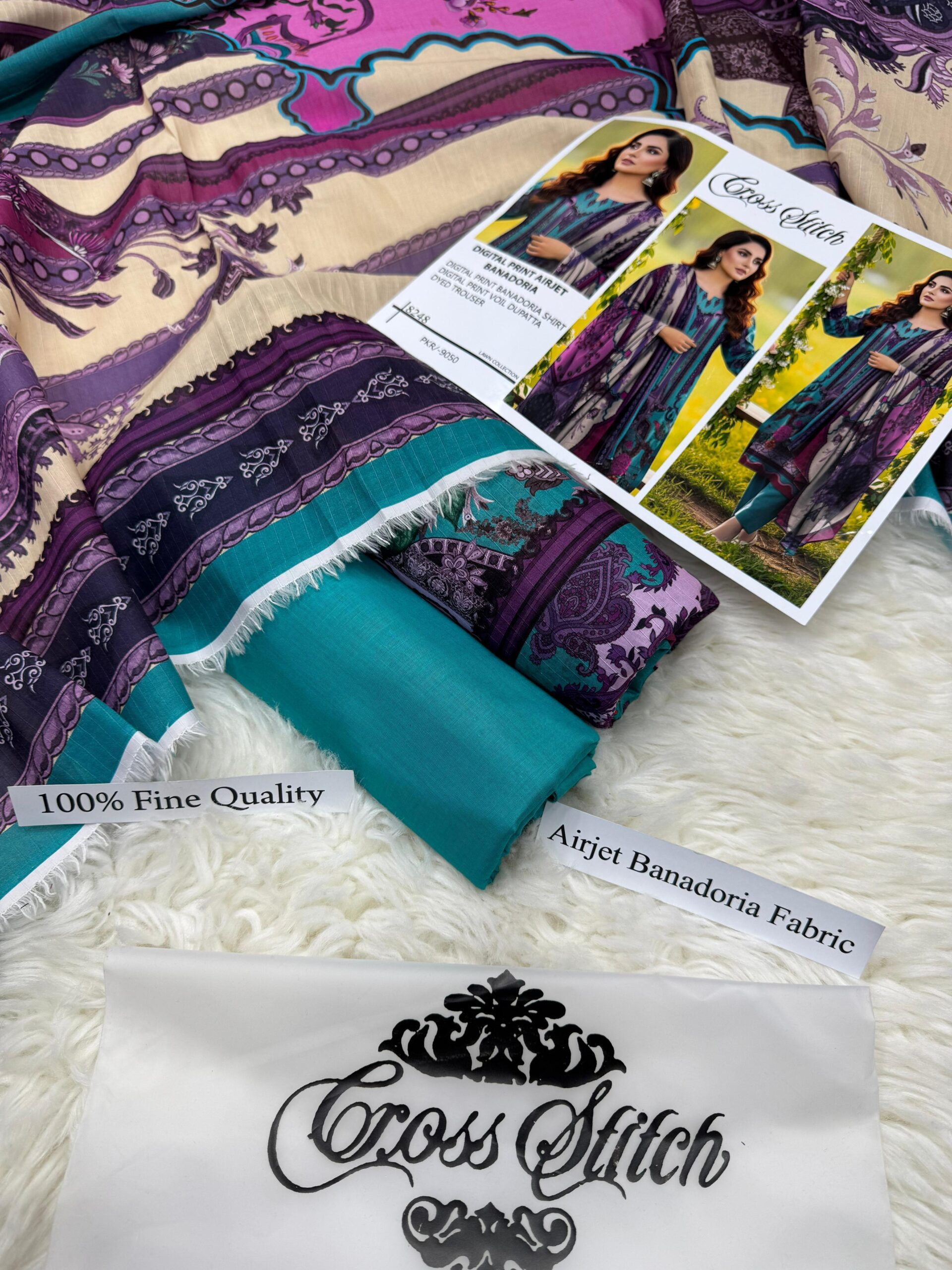 Unstitched Banadoria lawn Digital printed 3PC Suit