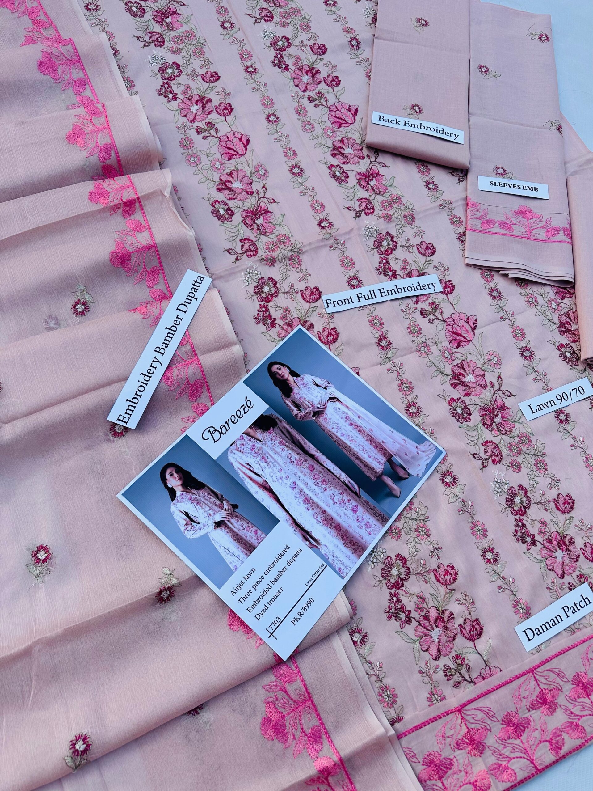 Embroidered Lawn 3 Piece Suit