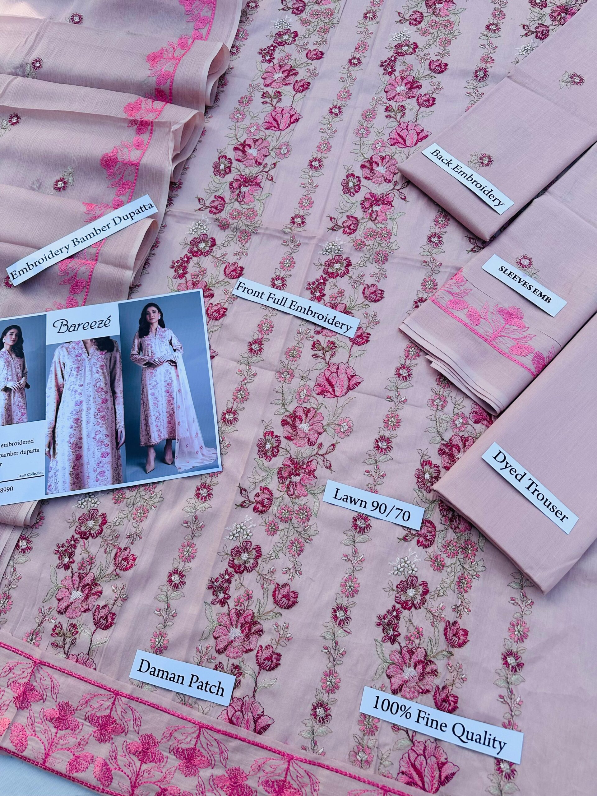 Embroidered Lawn 3 Piece Suit