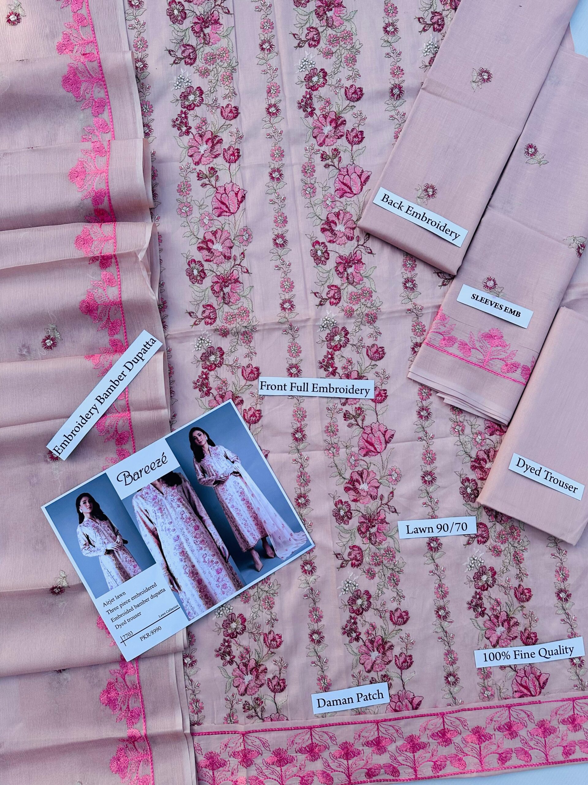 Embroidered Lawn 3 Piece Suit