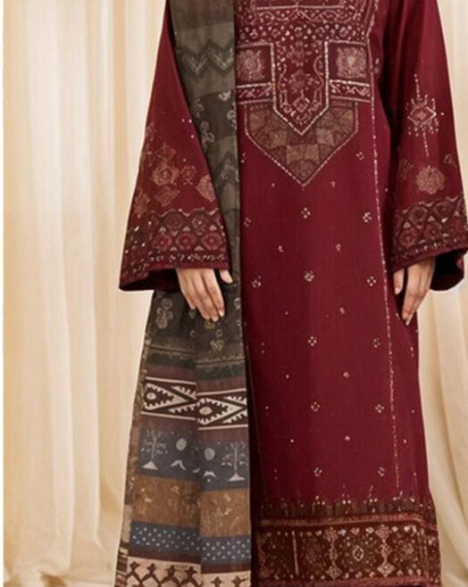 Unstitched 3 Piece Embroidered Lawn Suit