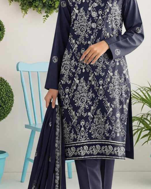 Unstitched Embroidered Lawn 3 Piece Suit