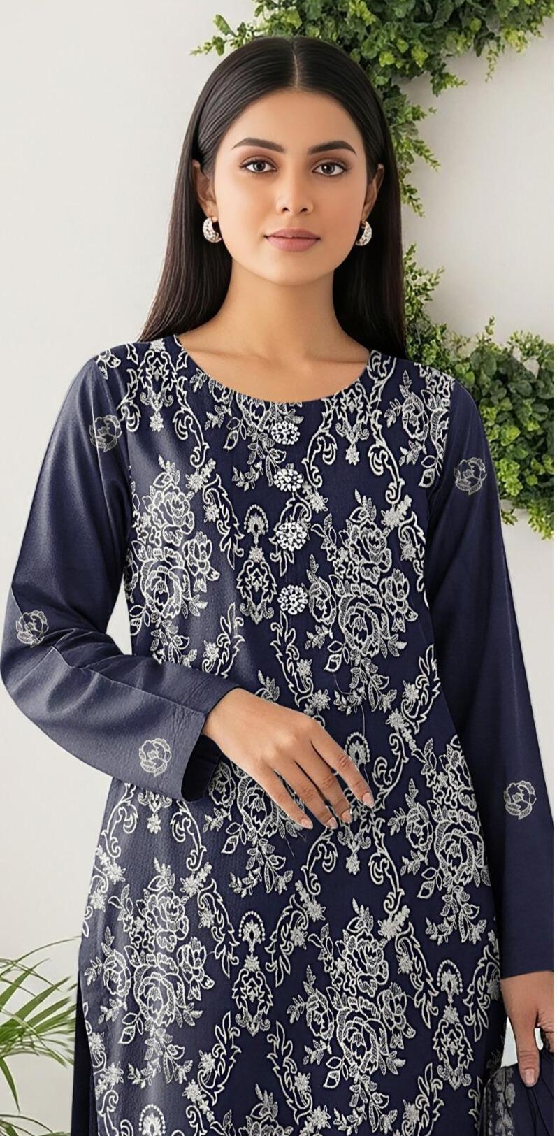 Unstitched Embroidered Lawn 3 Piece Suit