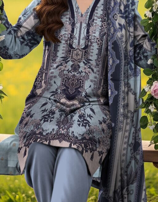 Unstitched Banadoria lawn Digital printed 3PC Suit