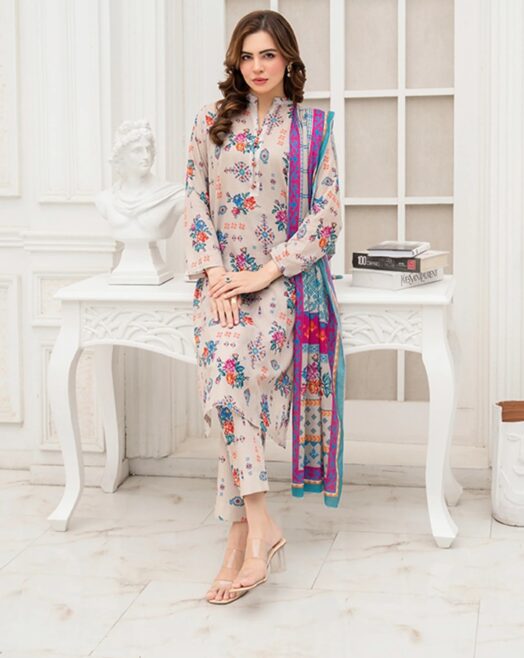 Unstitched 3-piece Digital Printed Lawn Suit - Sitara Studio