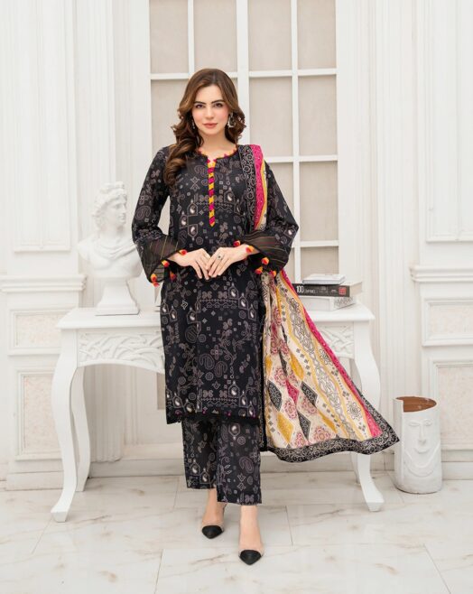 Unstitched 3-piece Digital Printed Lawn Suit - Sitara Studio
