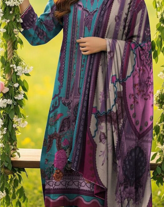 Unstitched Banadoria lawn Digital printed 3PC Suit