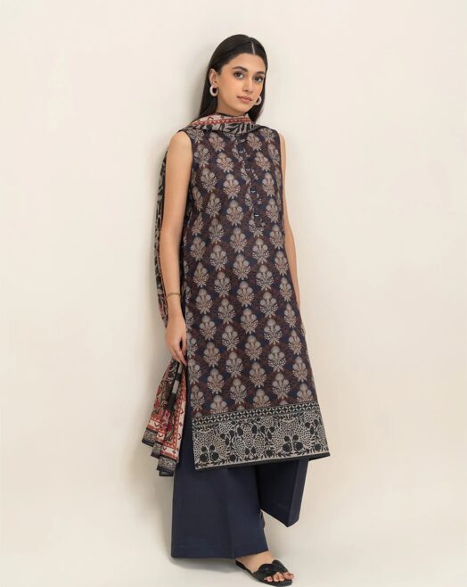Unstitched 3 piece printed lawn suit beechtree 