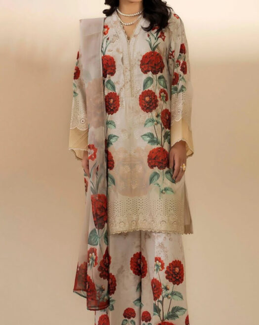 Chikankari Embroidered Lawn 3 Piece Suit