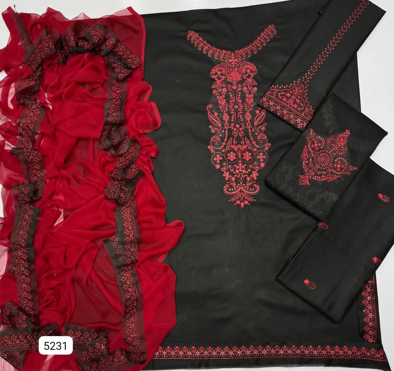 Unstitched Embroidered lawn 3pc suit