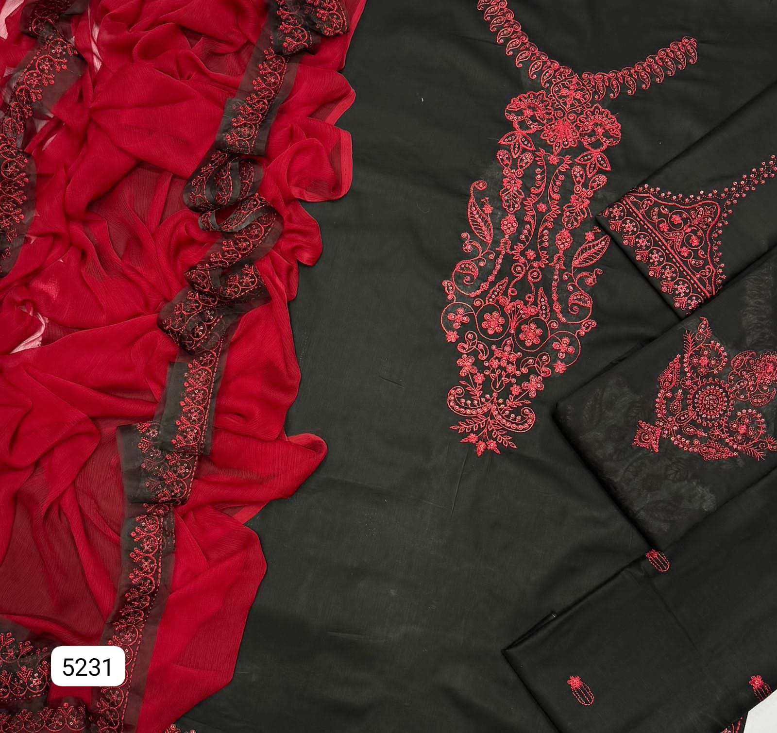 Unstitched Embroidered lawn 3pc suit