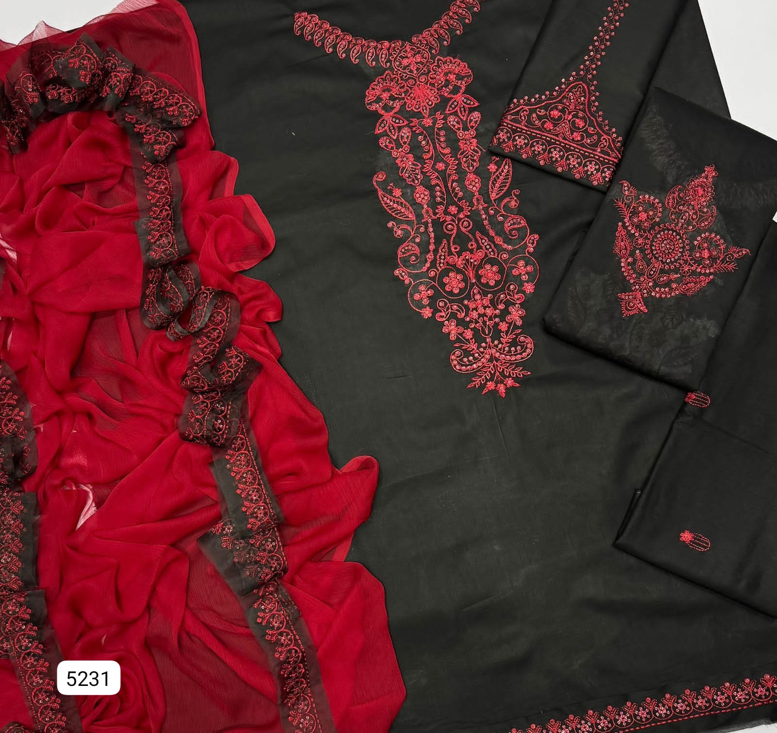 Unstitched Embroidered lawn 3pc suit