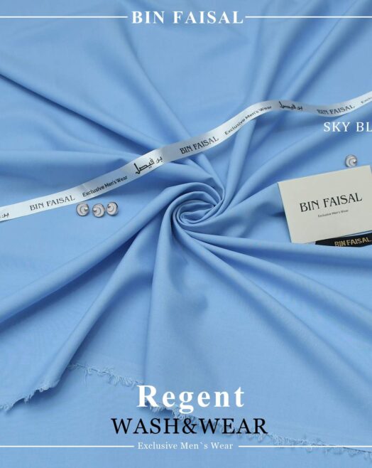 Sky Blue Color Wash & Wear Men's Fabric