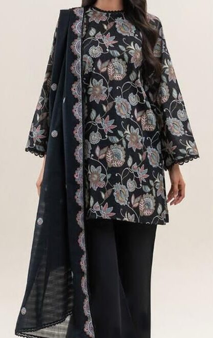Black Floral 3 Piece Digital Printed Lawn Suit Unstitched