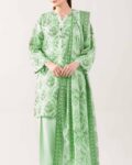 Mint Green Floral Printed Lawn 3 Piece Suit