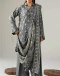 Unstitched Grey Printed Lawn 3 Piece suit