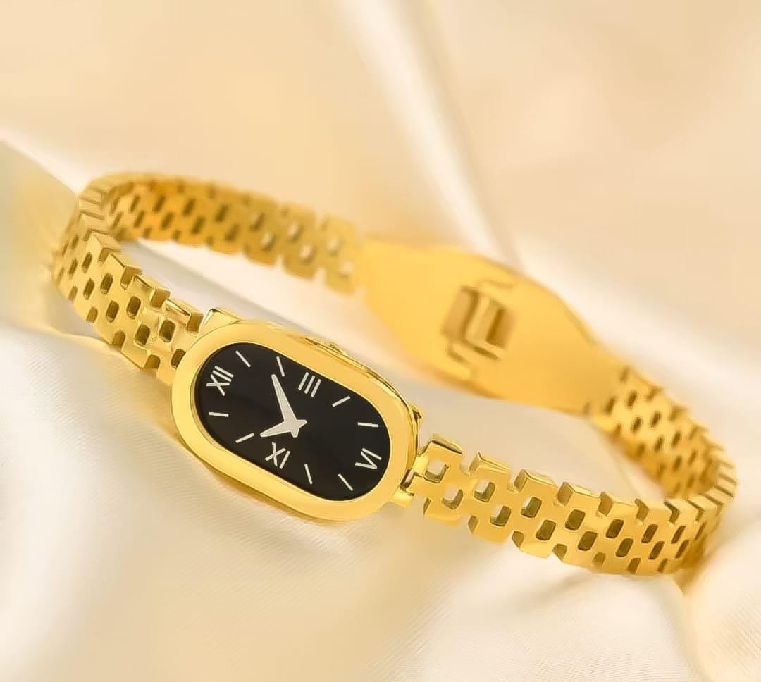 Gold Stainless Steel Bangle Watch