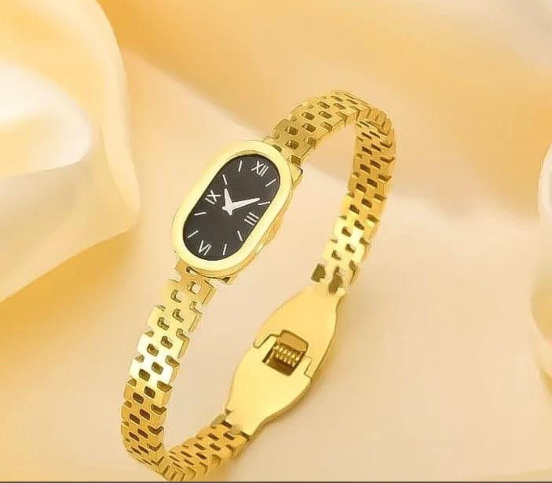 Gold Stainless Steel Bangle Watch