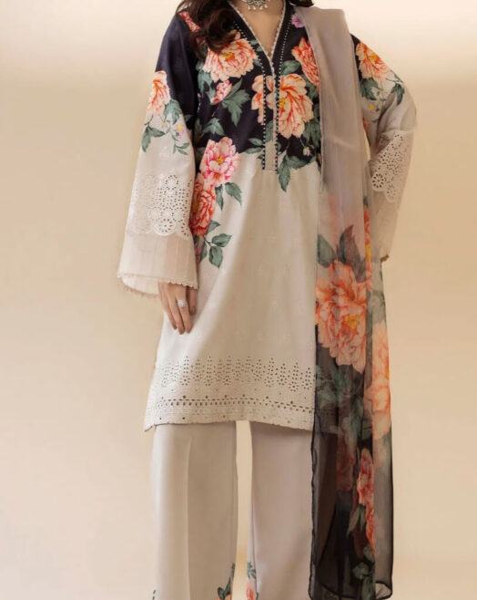 Chikankari Embroidered Lawn 3 Piece Suit