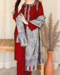 Rose Red 3 Piece Embroidered Lawn Suit