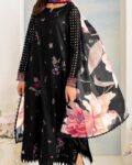 Limelight Black Unstitched 3 Piece Embroidered Lawn Suit