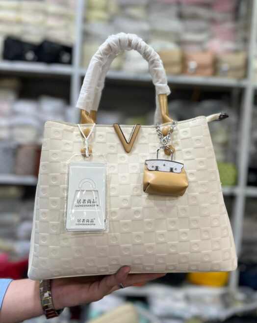 Premium White Handbag with Mini Pouch