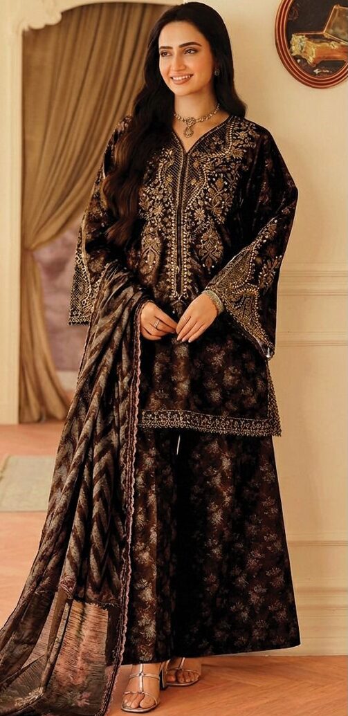 3 Piece Embroidered Digital Printed Lawn Suit