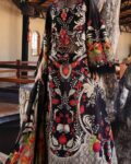 Black Floral Printed Embroidered Lawn 3 Piece Suit