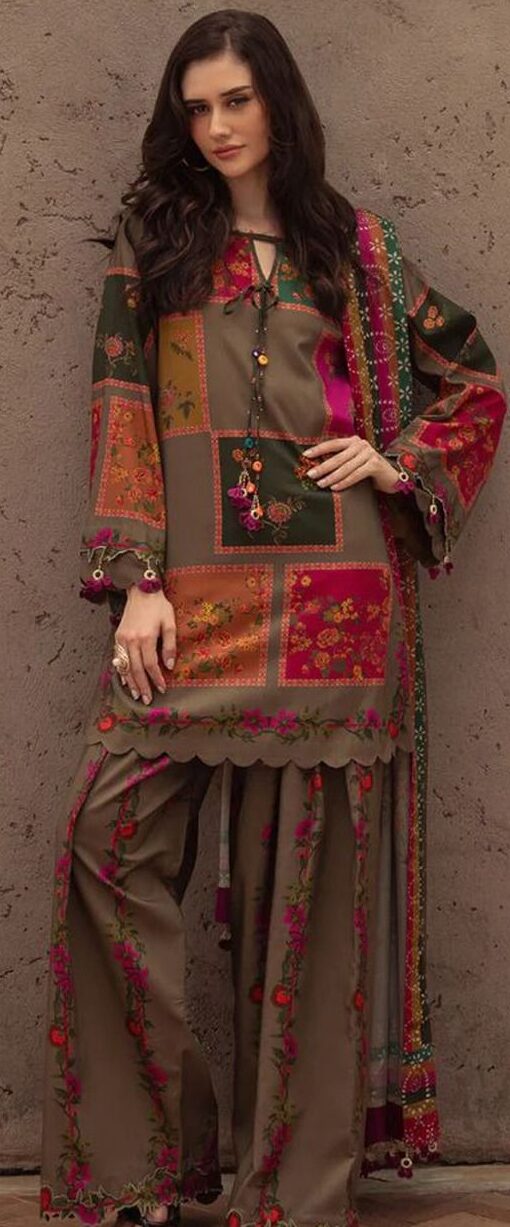 Bin Saeed Floral Printed Airjet Lawn 3 Piece Suit