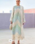 Pastel Chevron Schiffli Embroidered Swiss Lawn 3 Piece Suit