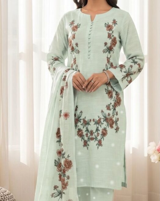 3 Piece Slub Lawn Suit