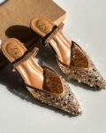 Zara Heels with Pointed Toe and Sequin Design