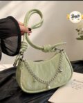 Stylish Shoulder Bag with Silver Chain and Charms