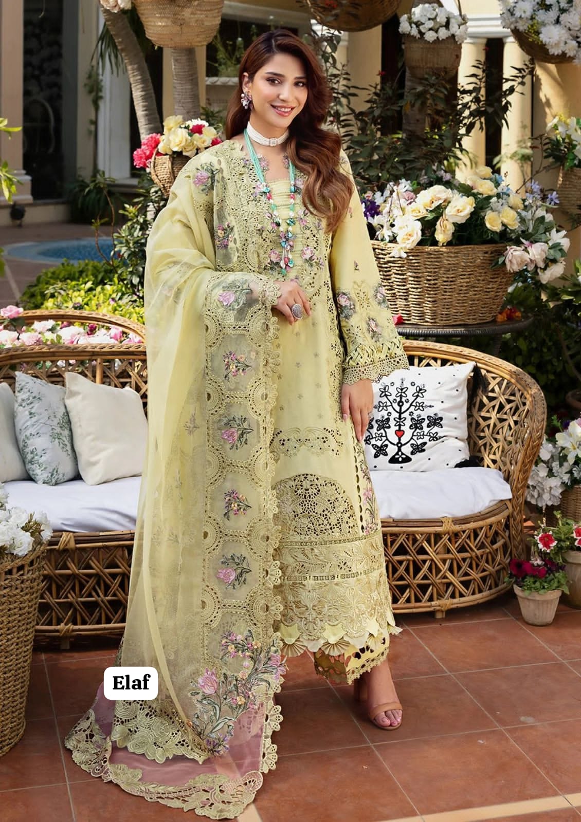 Embroidered Chickenkari Lawn 3 Piece Suit