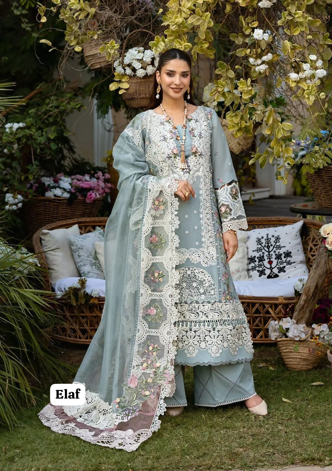 Embroidered Chickenkari Lawn 3 Piece Suit