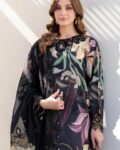 Premium Unstitched Printed Lawn 3 Piece Suit – Embroidered Zari Neckline & Chiffon Dupatta