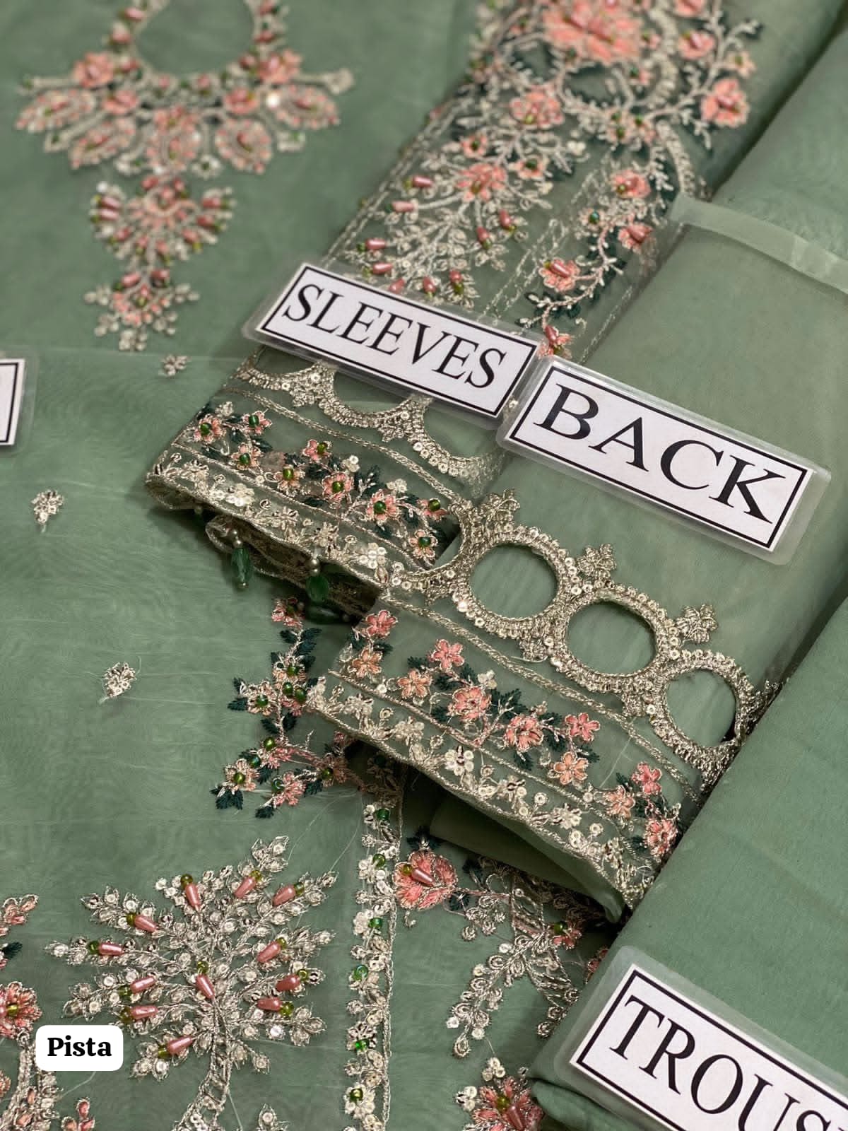 Heavy Embroidered Organza 3 Piece Suit