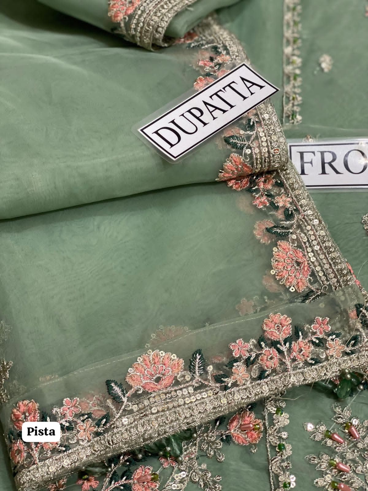 Heavy Embroidered Organza 3 Piece Suit